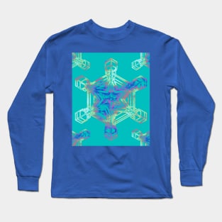 Snowflake on Teal Long Sleeve T-Shirt